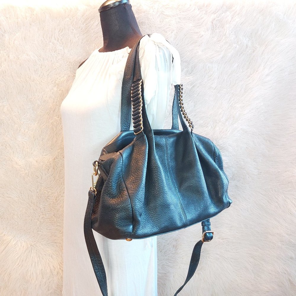 Wilson's Leather Women's Black Genuine Thick Leather Gold Chain Shoulder Bag